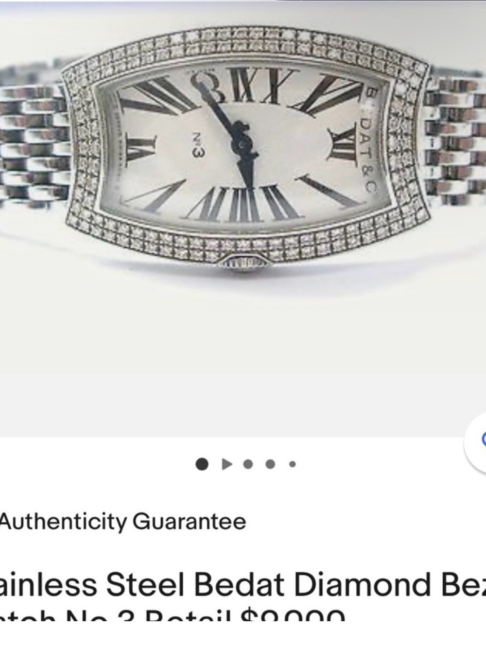 Bedat silver Roman watch with diamonds - perfect condition